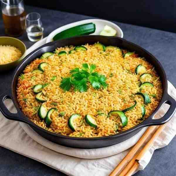 Запеканка с рисом и кабачками